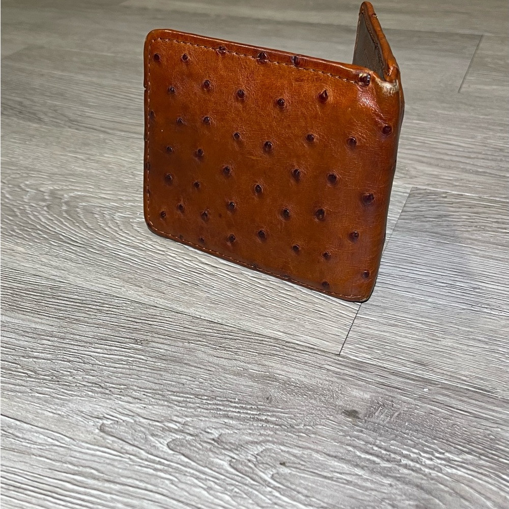 Tecovas handmade pecan ostrich wallet.